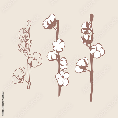 Cotton Flowers Set.