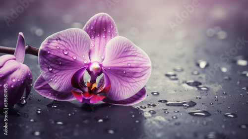 purple orchid with drops