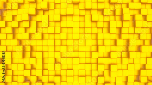 3d cubes surface abstract gold yellow illustration. Background of yellow 8K image squares with shadows