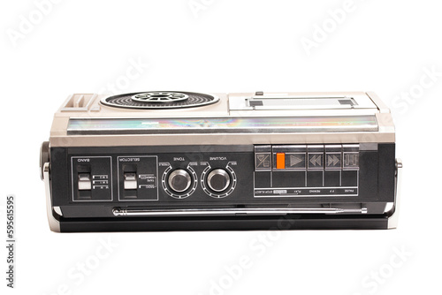 Retro ghetto radio boom box cassette recorder from 80s.. top view