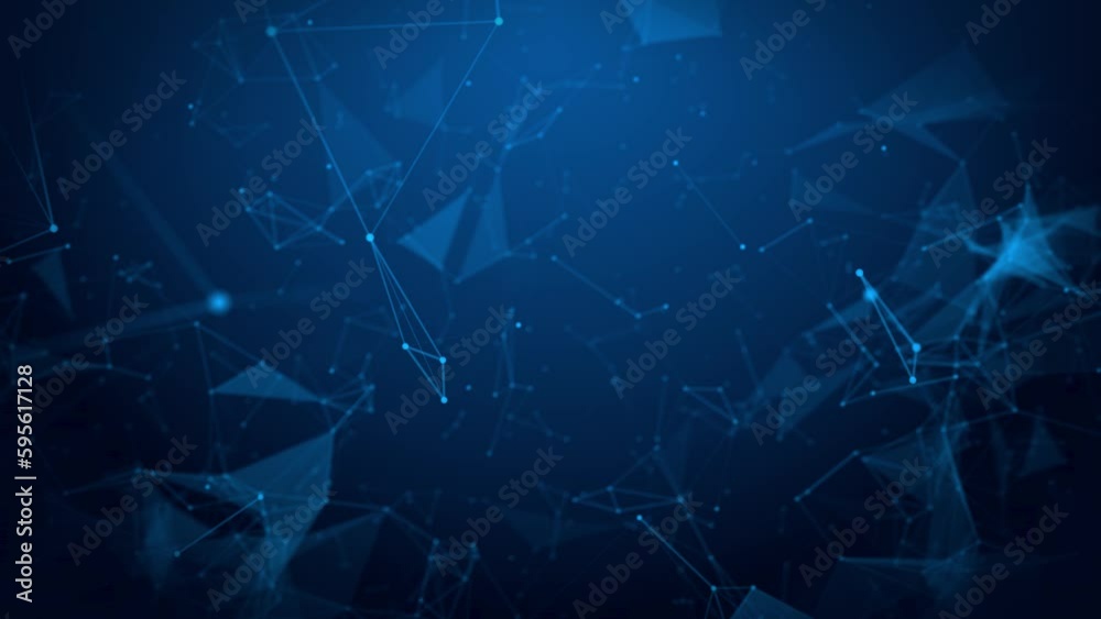 animated futuristic blue abstract fractal plexus pattern background, technology network connection motion concept