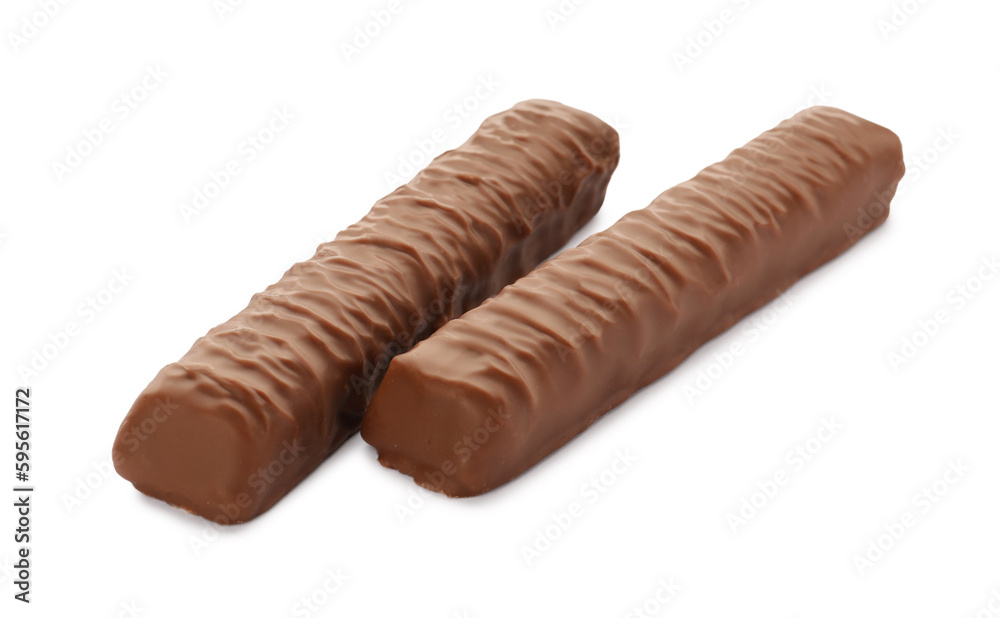 Sweet tasty chocolate bars on white background Sweet tasty chocolate bars on white background