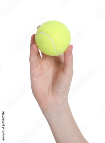with tennis ball on white background, closeup © New Africa