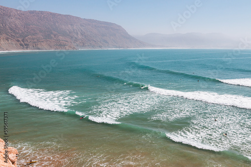 Surfing long waves in Imousane, Morocco, Africa