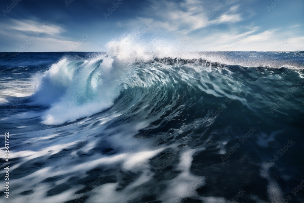 Naklejka premium surfing sea water liquid cool wave blue nature ocean crash. Generative AI.