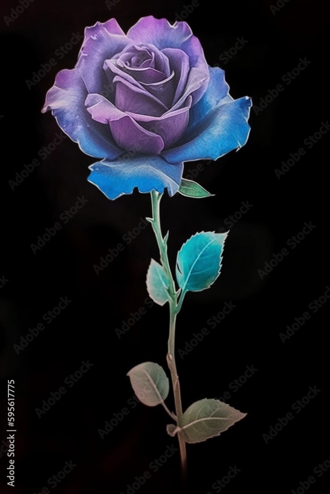Blue and violette rose , generative AI Blue and violette rose , generative AI