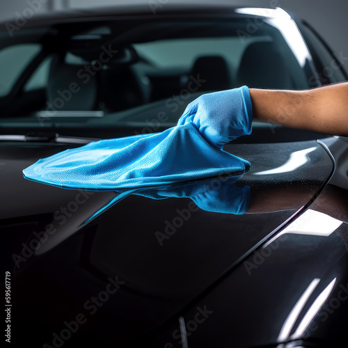 application of a wax with a person applying it onto their car with a microfiber towel, ai © Fatih Nizam