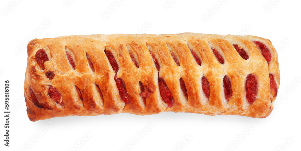 Fresh tasty puff pastry on white background, top view Fresh tasty puff pastry on white background, top view