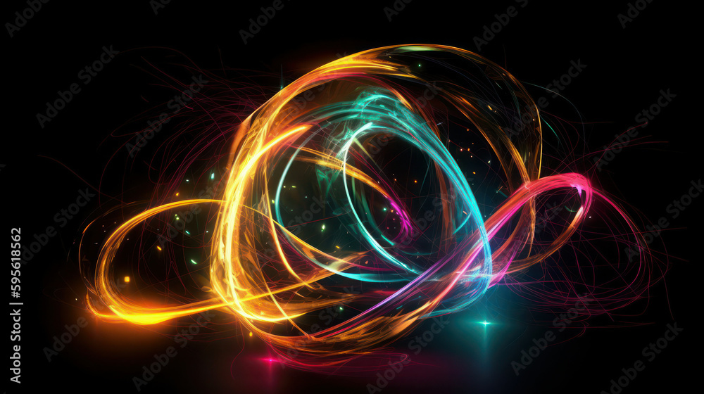 painting with light on a black background. Abstract color design Modern art. Illustration design of paint for background. Generative AI painting with light on a black background. Abstract color design Modern art. Illustration design of paint for background. Generative AI