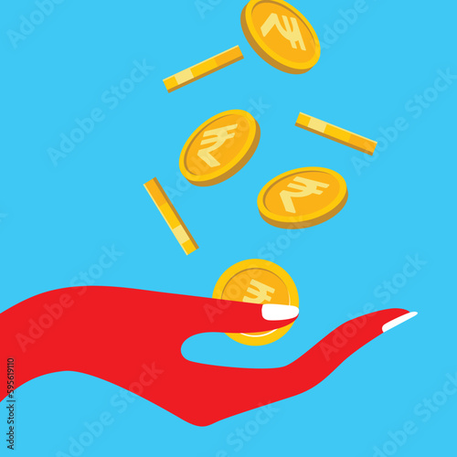 Financial success concept, collect falling money