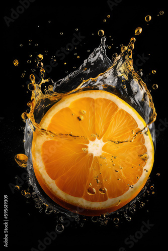 orange in water splash  ai