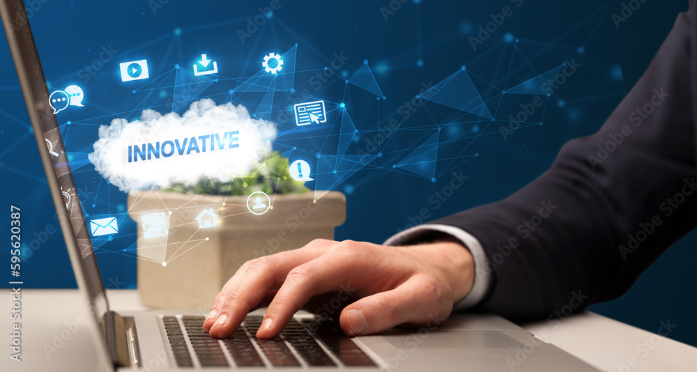 Businessman working with laptop concept Businessman working with laptop concept