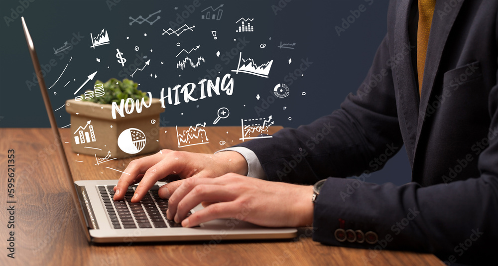 Businessman working on laptop, business concept Businessman working on laptop, business concept