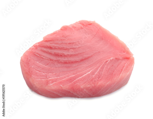 Fresh raw tuna fillet isolated on white
