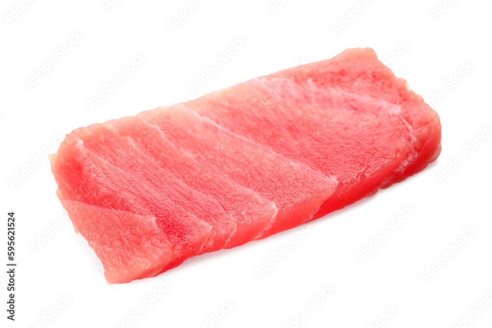 Tasty sashimi (piece of fresh raw tuna) isolated on white Tasty sashimi (piece of fresh raw tuna) isolated on white