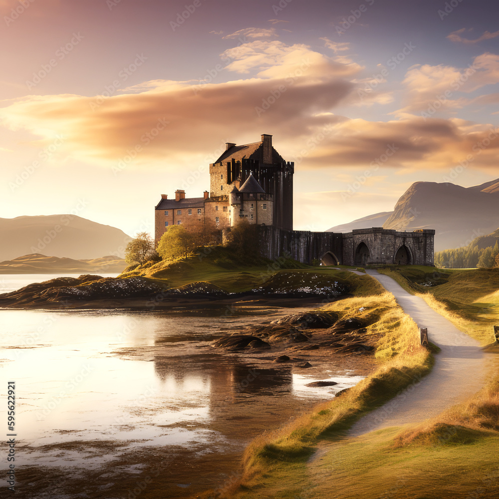 beauty of the Scottish Highlands, rugged landscapes and historic castles of this stunning destination, ai