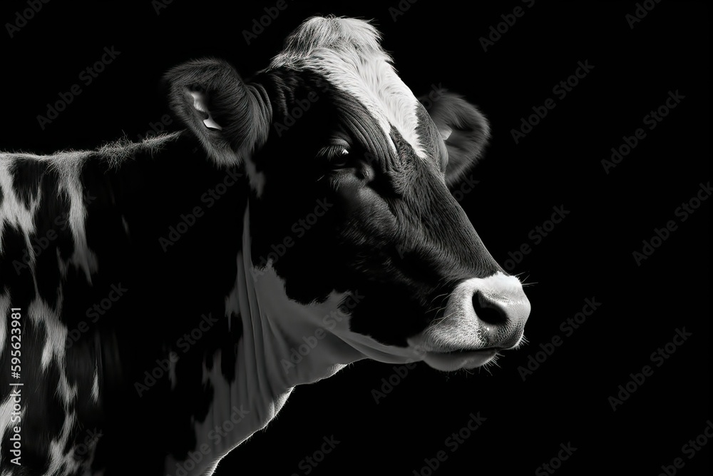 Cow standing on green grass, Black and white color, farm animal (Ai generated) Cow standing on green grass, Black and white color, farm animal (Ai generated)
