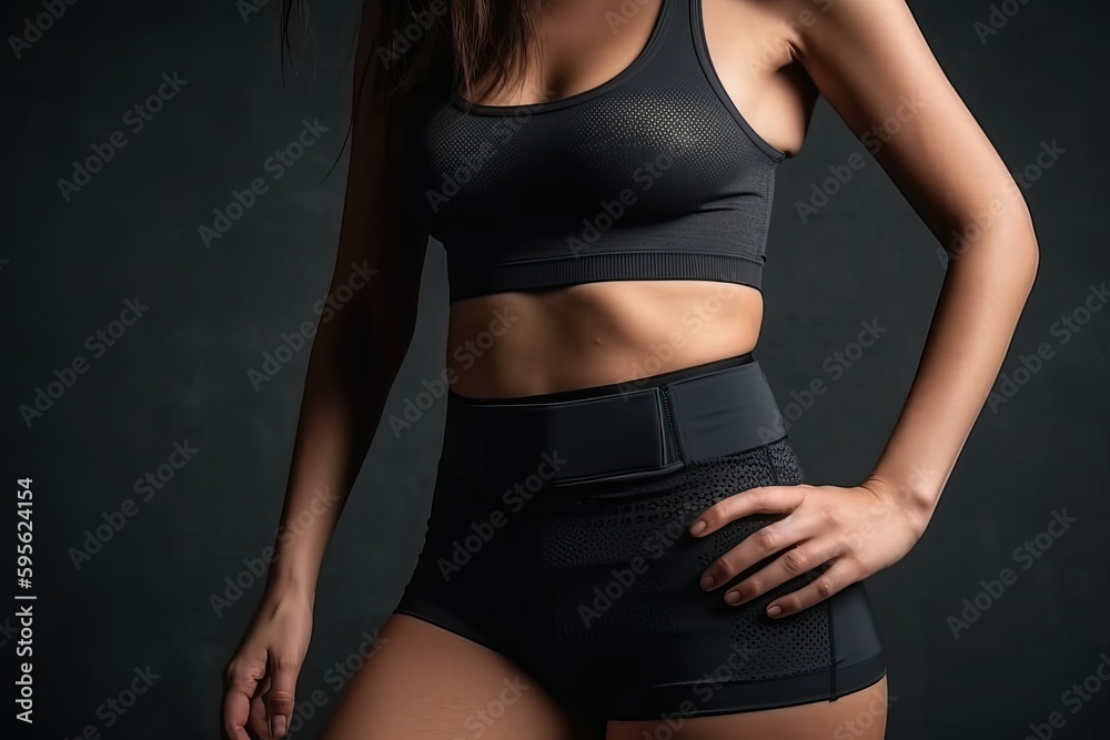 Beautiful of fitness woman, slim body and abs in studio light Beautiful of fitness woman, slim body and abs in studio light
