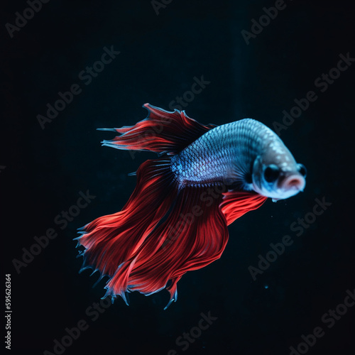 Siamese fighting fish movement isolated on black background