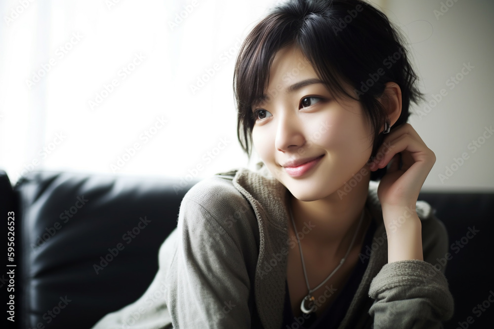 Asian female model in her 20s, sitting pose Asian female model in her 20s, sitting pose