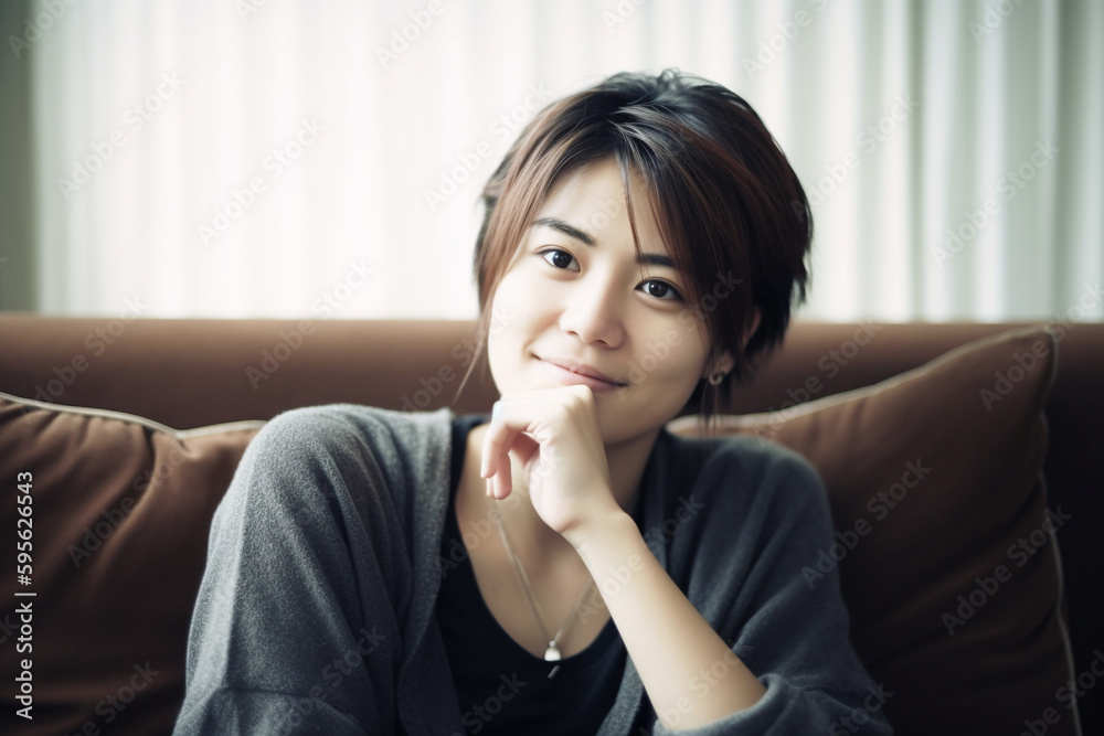 Asian female model in her 20s, sitting pose Asian female model in her 20s, sitting pose