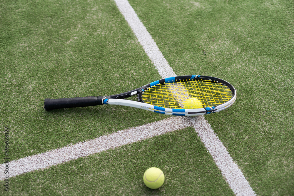 Equipment for playing tennis on grass.