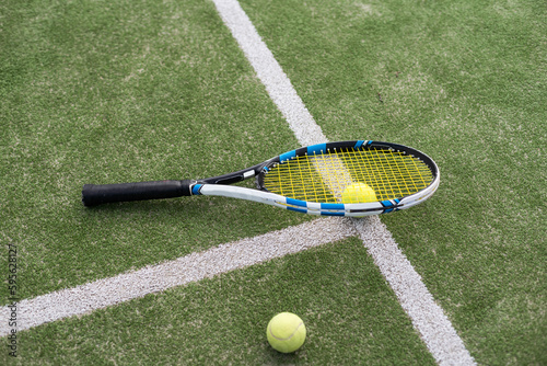 Equipment for playing tennis on grass.