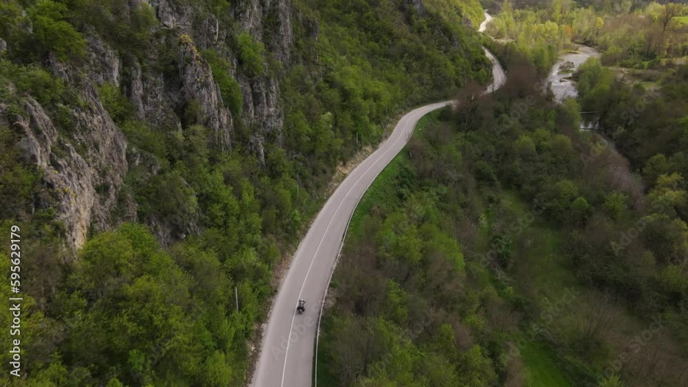 Motorcycle ride drive on the open road in sunny day in spring Motorcycle ride drive on the open road in sunny day in spring