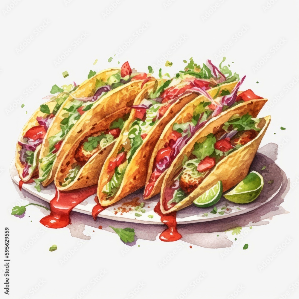 A digital illustration of taco clip art on a white background. 