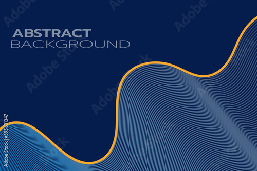  abstract blue wavy background with gold line wave