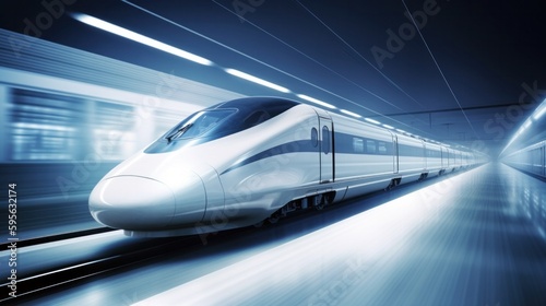 Modern Hi-Speed Passenger Train. Generative AI.