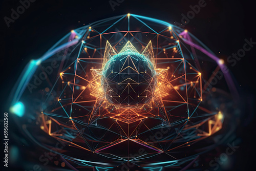 3d illustration multicolored astral world of sacred geometry