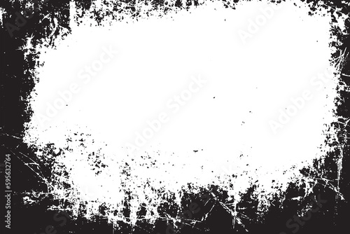 Grunge border texture background. Abstract frame overlay. PNG graphic illustration with transparent background.