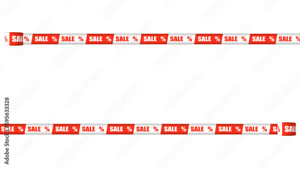 Company loyality programm with sale stripes on canvas. Image of shop sale rolling tapes on screen borders.  - obrazy, fototapety, plakaty 