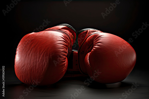 A pair of red boxing gloves