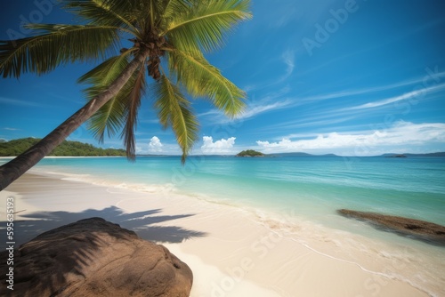 Palm tree on the sandy beach