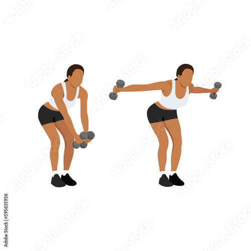 Woman doing Dumbbell bent over reverse flyes.
