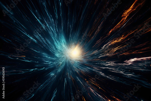 Abstract spacescape  black hole. Star on dark background. Magic explosion star with particles