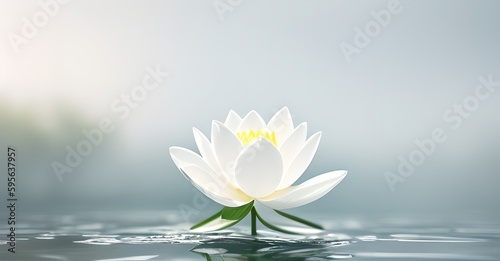 Zen lotus flower on water  meditation  serenity and spirituality concept  illustration generative ai