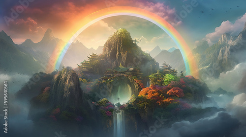 Skyisland Wallpaper. Rainbow. Generative AI.  11 © NoOneSaid