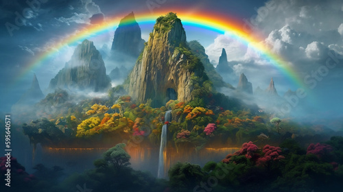Skyisland Wallpaper. Rainbow. Generative AI.  10 © NoOneSaid