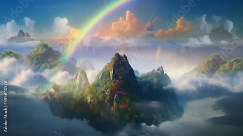 Skyisland Wallpaper. Rainbow. Generative AI.  9 © NoOneSaid