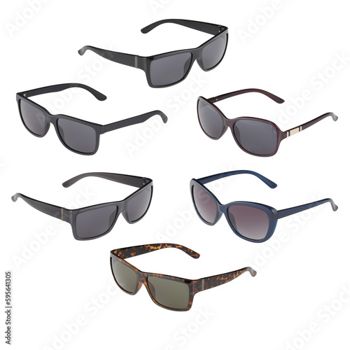 fashion sunglasses group cut out isolated on background transparent 