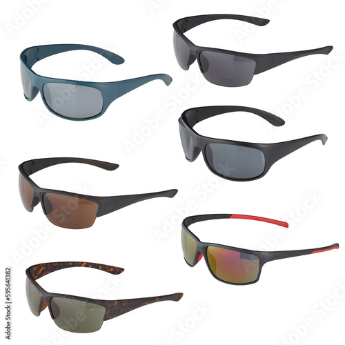 set of sunglasses cut out isolated on background transparent