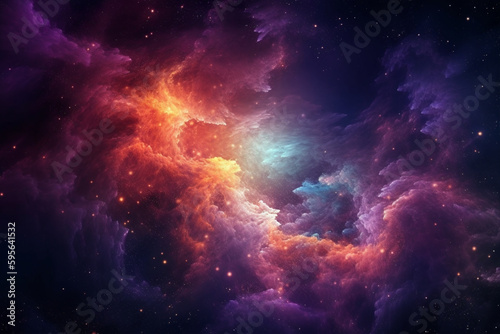 A space nebula with stars and nebula in the background, wallpaper, universe background with generative ai 