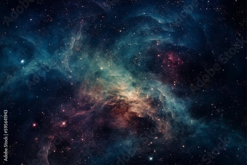 A space nebula with stars and nebula in the background, wallpaper, universe background with generative ai © elchinarts