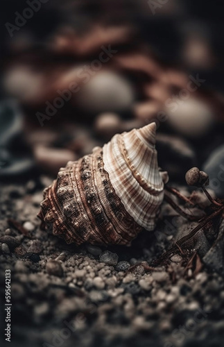 shell on the beach, background, generative ai © Coka