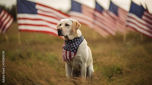 Labrador's Stars and Stripes Salute created with Generative AI technology