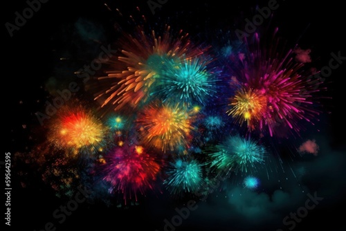 Colorful Fireworks Fiesta Sky Celebration created with Generative AI technology © ArtiStock