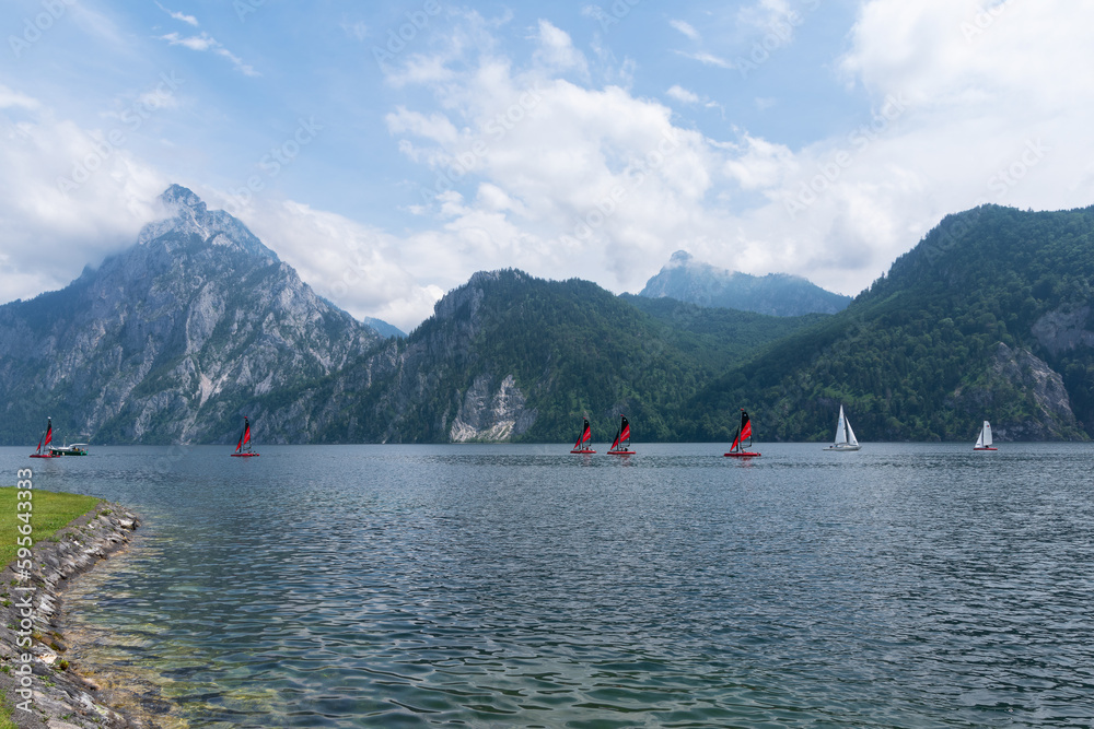 Lake Traunsee in summer, Austria Lake Traunsee in summer, Austria